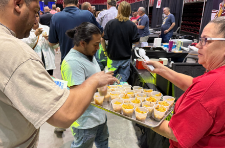 Bacon appetizers are passed out during a sold out 2025 Imagination Bacon.