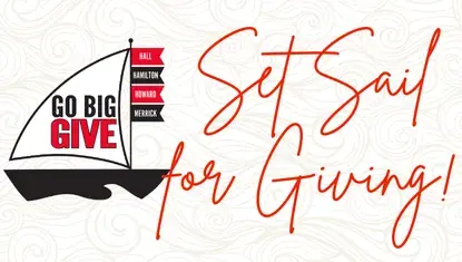 Go Big GIVE written on a sailboat with the words Set Sail for Giving!